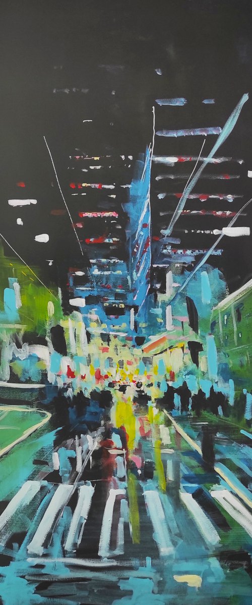 L015 100x70 City view. Large acrylic on canvas. by Lukasz Lepik