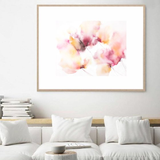 ABSTRACT FLORAL PAINTING, FLORAL WALL ART BREATH OF SPRING