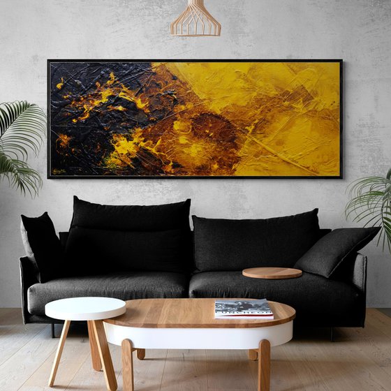 Honey Sunflower 200cm x 80cm Textured Abstract Art