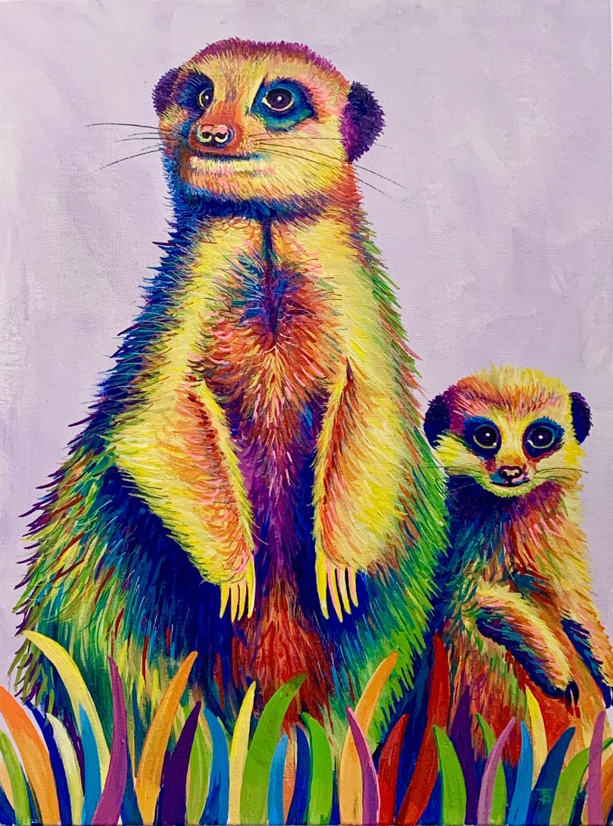 Expressive Animal Acrylic Painting By Tiffany Budd, 15 X 19", On The Lookout, Original Artwork