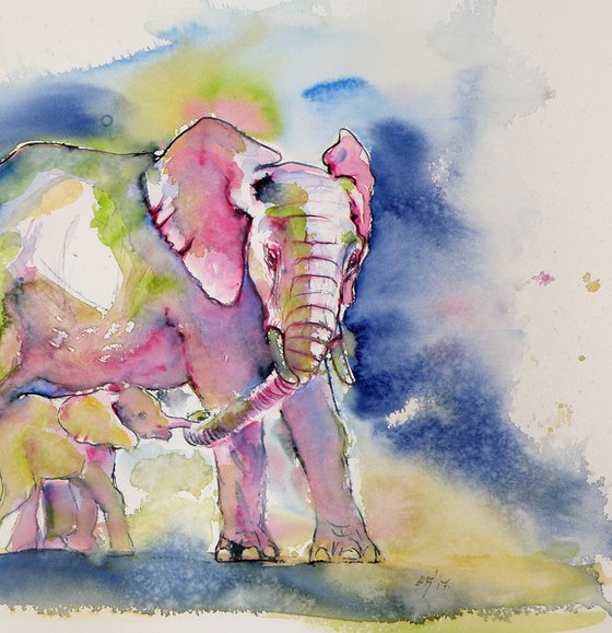 Elephant with baby