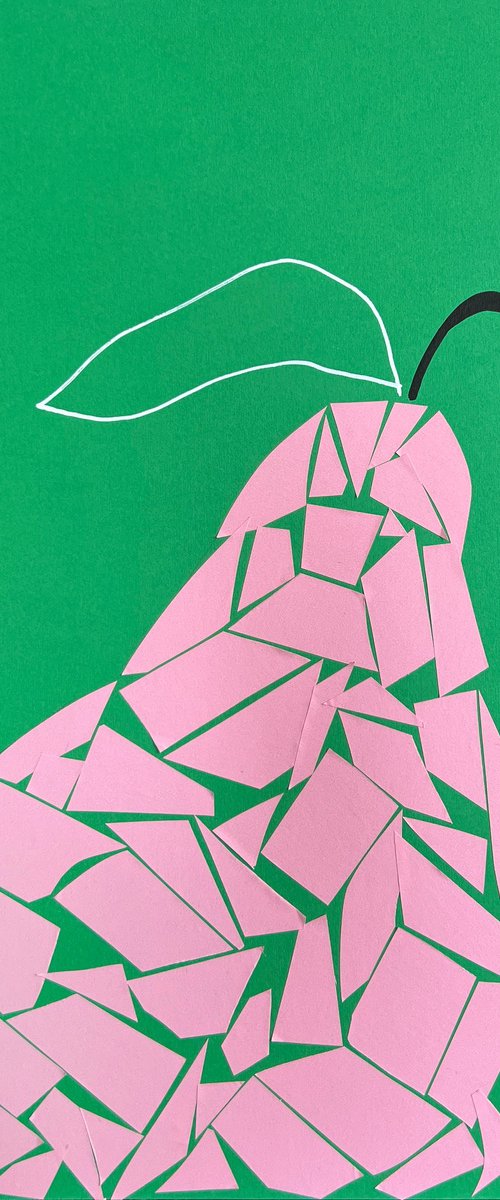 Pink Pear Paper Cutout by Sasha Robinson