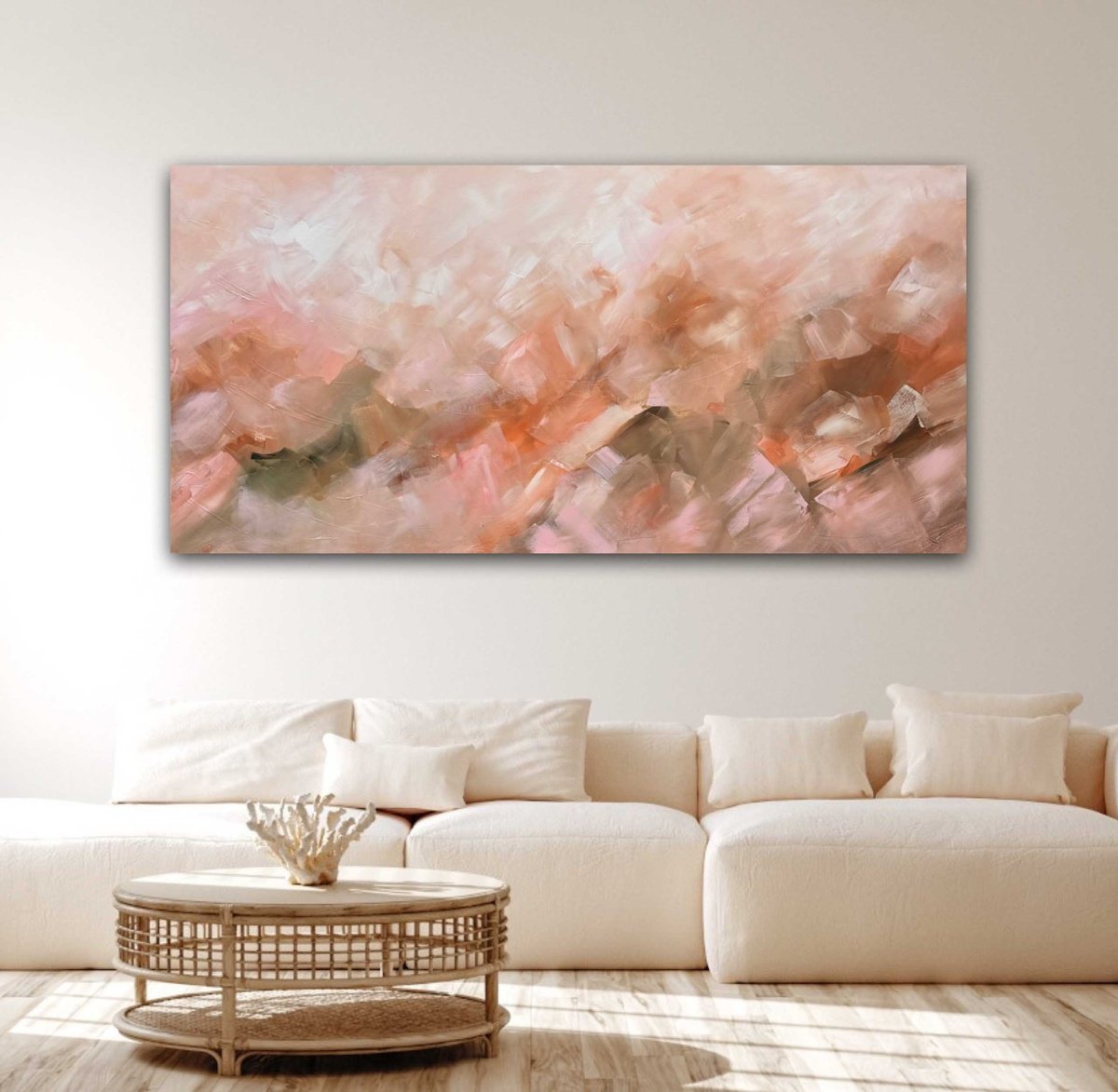 Abstract Landscape Acrylic Painting By Ivana Gigovic, 72 X 36, A New Day No 15, Original Artwork