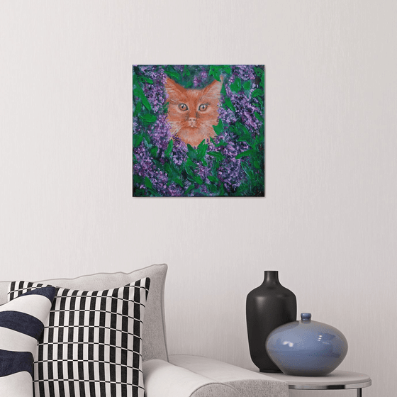 Red in wild lilac / Original Painting