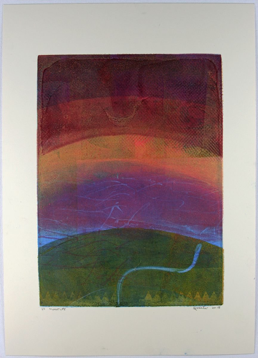 By the Burn - Monotype 1/1 - Unframed by Dawn Rossiter