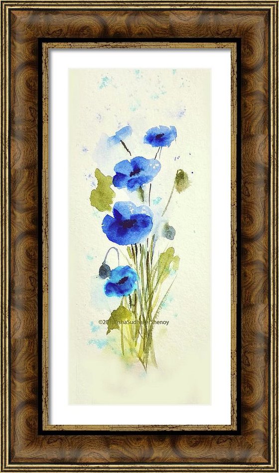 Blue Poppies Floral painting