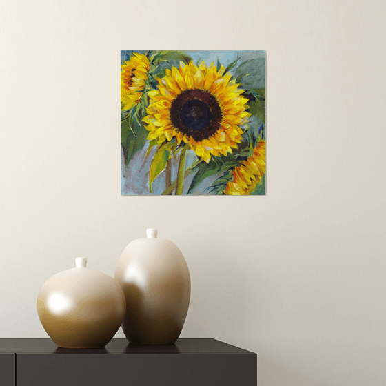 Sunflower painting, Sunflower acrylic painting, Floral Wall Art, Floral painting, yellow flower