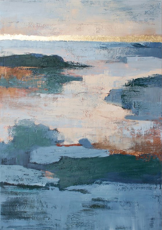 "Estuary" Blue abstract nature acrylic art