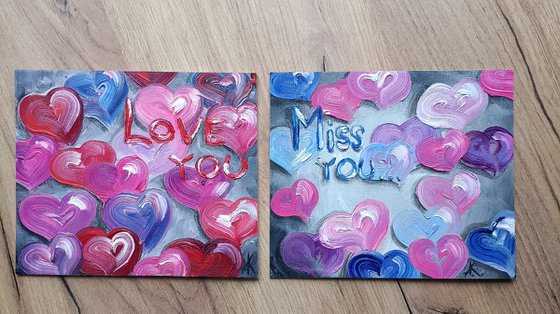 Diptych "Love you, miss you"