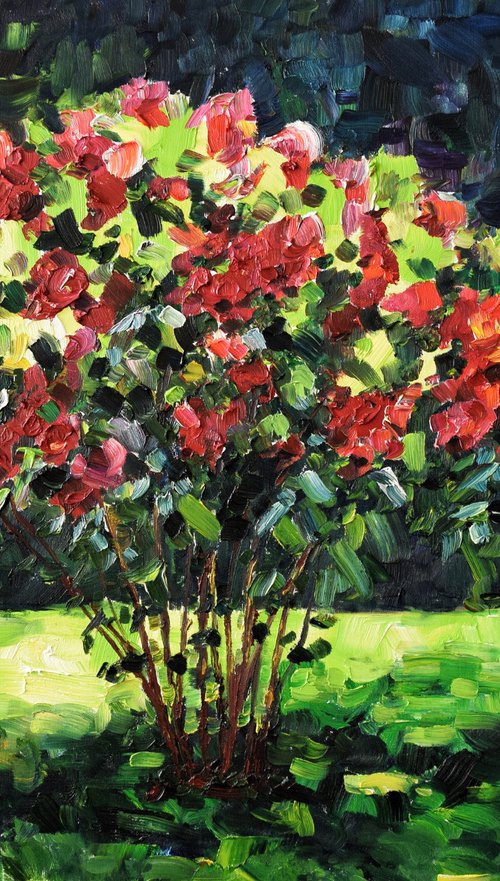 Rose garden large oil painting on canvas by Kate Grishakova