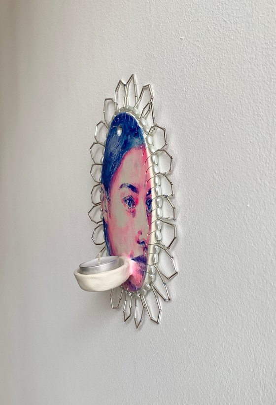 Illuminated woman face