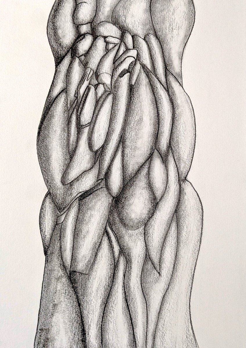 Geometric Abstract Pencil Drawing By Massimo Castronuovo, 8 X 11", Untitled, Original Artwork