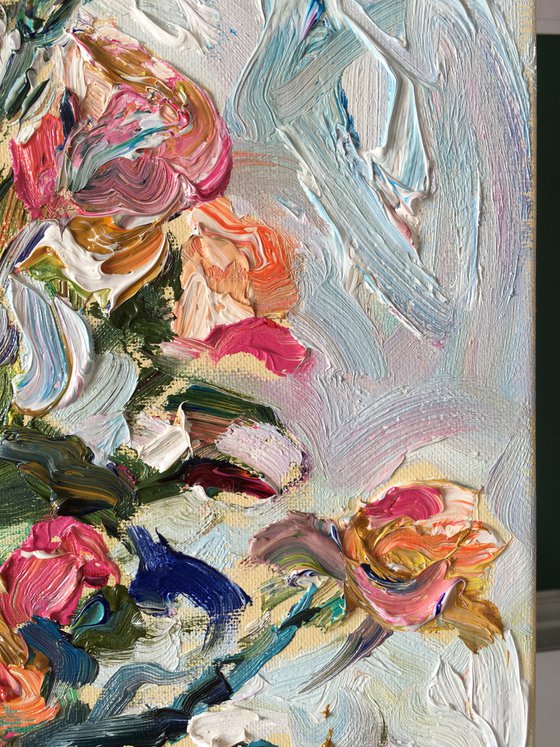 Roses in Blue Vase