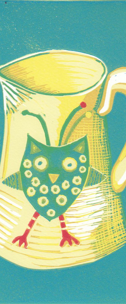 Owl Jug in Blue by Marian Carter