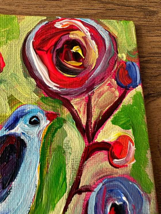 flowers and bird
