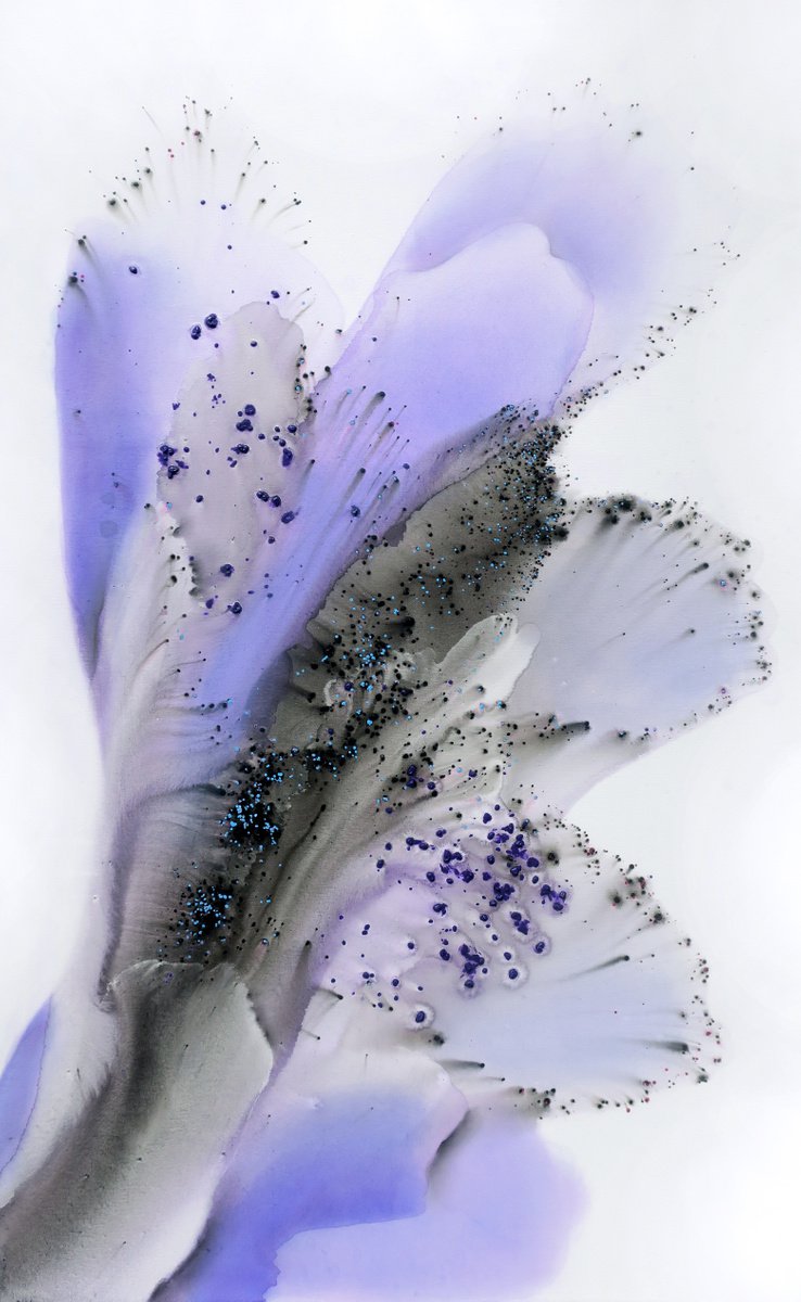 Abstract Botanical Acrylic Painting By Muriel Napoli, 39 X 63", Nature 122, Original Artwork