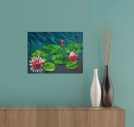 WATER LILIES, II / ORIGINAL OIL PAINTING