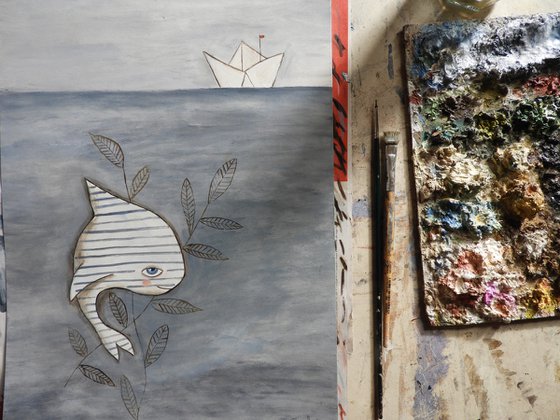 The striped fish under the sea