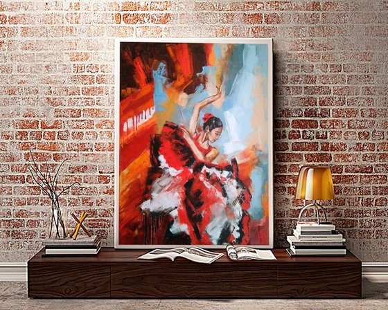 Flamenco dancer 1, Flamenco Painting Original Art Dancer Artwork 40x50 cm