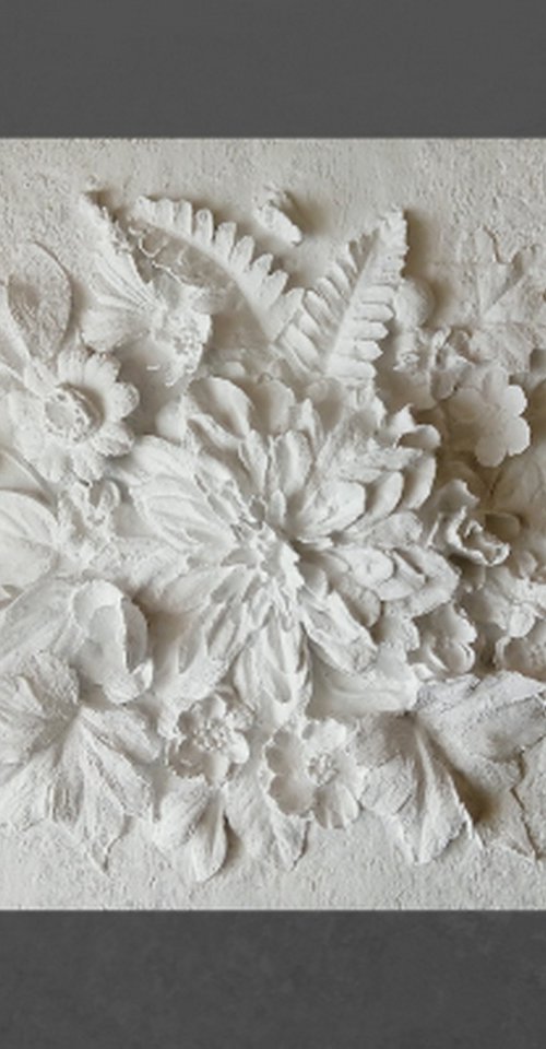 sculptural wall art "Composition with a large flower" by Tatyana Mironova