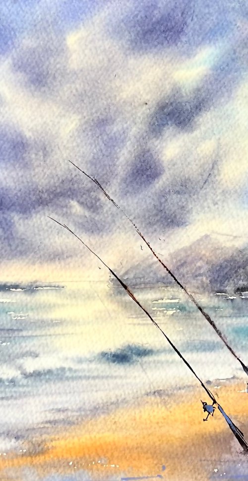 Fishing Rods in the Sea by Yana Ivannikova