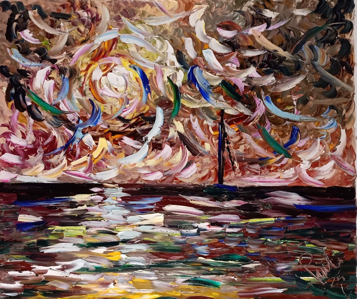 Il Canto Del Vento Al Tramonto By Antonino Puliafico, 44 X 38, Artwork For Sale On Artfinder