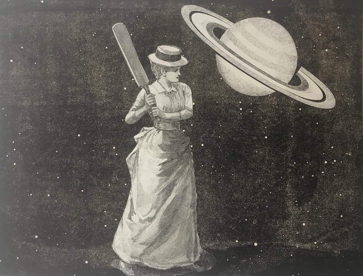 Surrealistic Collage , Planet Cricket By Tudor Evans, 8 X 6, Artwork For Sale On Artfinder