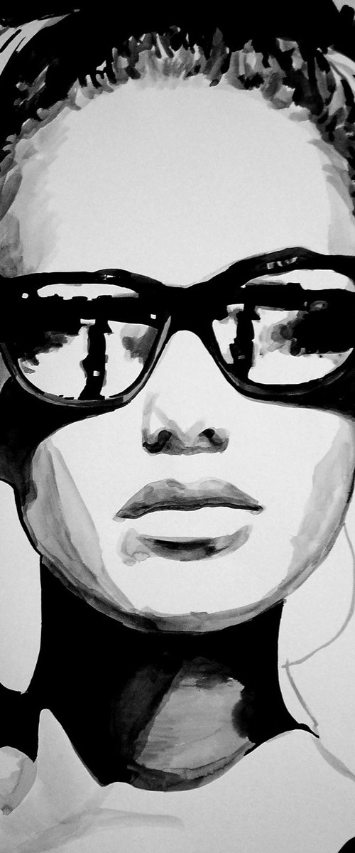 Girl with sunglasses / 101 x 72 cm by Alexandra Djokic