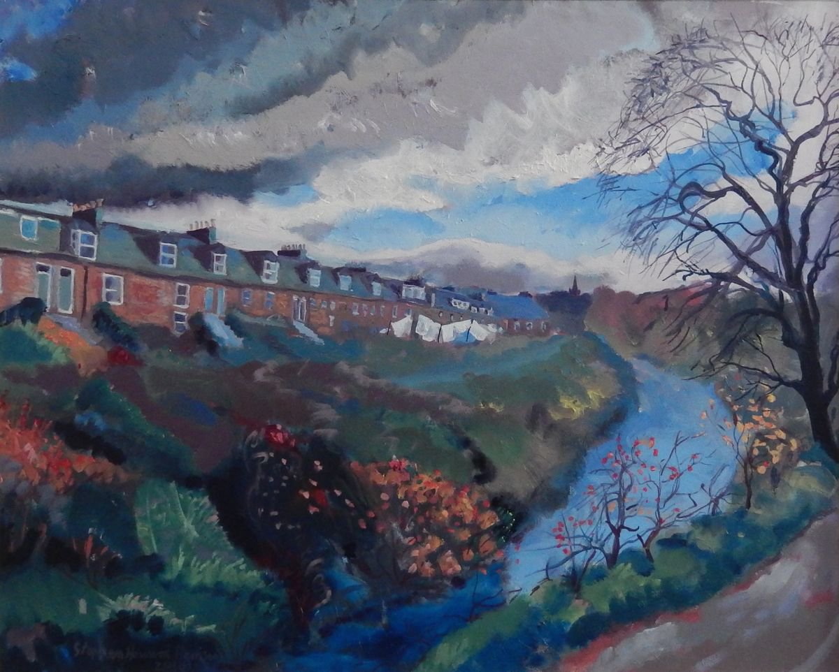 Impressionistic Cityscapes Oil Painting By Stephen Howard Harrison, 35 X 29", Reid Terrace, Edinburgh., Original Artwork