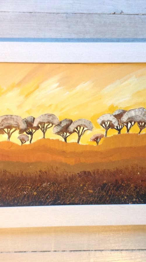 Trees against the evening sky by Les  Powderhill