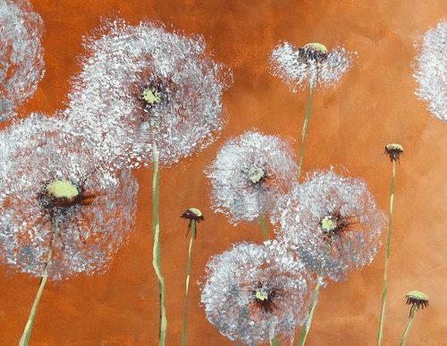Dandelions - EXTRA LARGE  Impressionistic Home decor Painting by Danijela Dan