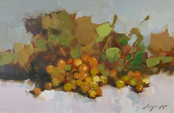 Still Life with Grapes Original oil painting  Hand painted artwork One of a kind Signed with Certificate of Authenticity