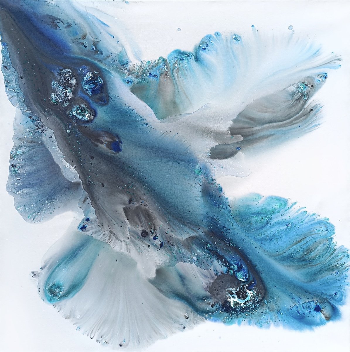 Abstract Landscape Acrylic Painting By Muriel Napoli, 47 X 47", Nature 485, Original Artwork