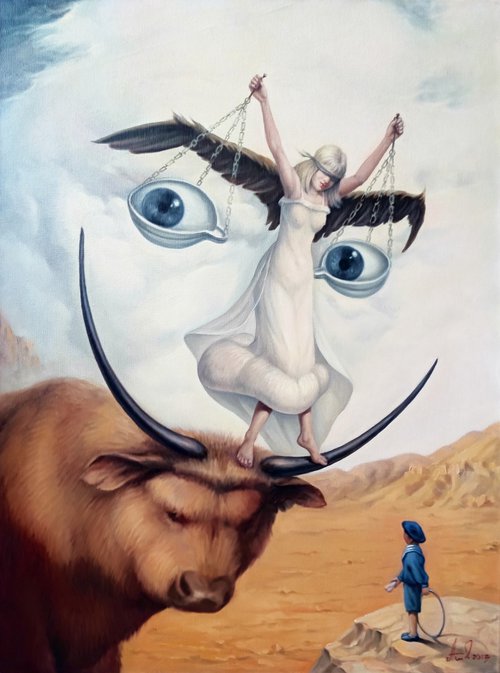 S. Daly's portrait 60x80cm, oil painting, surrealistic artwork by Artush Voskanian