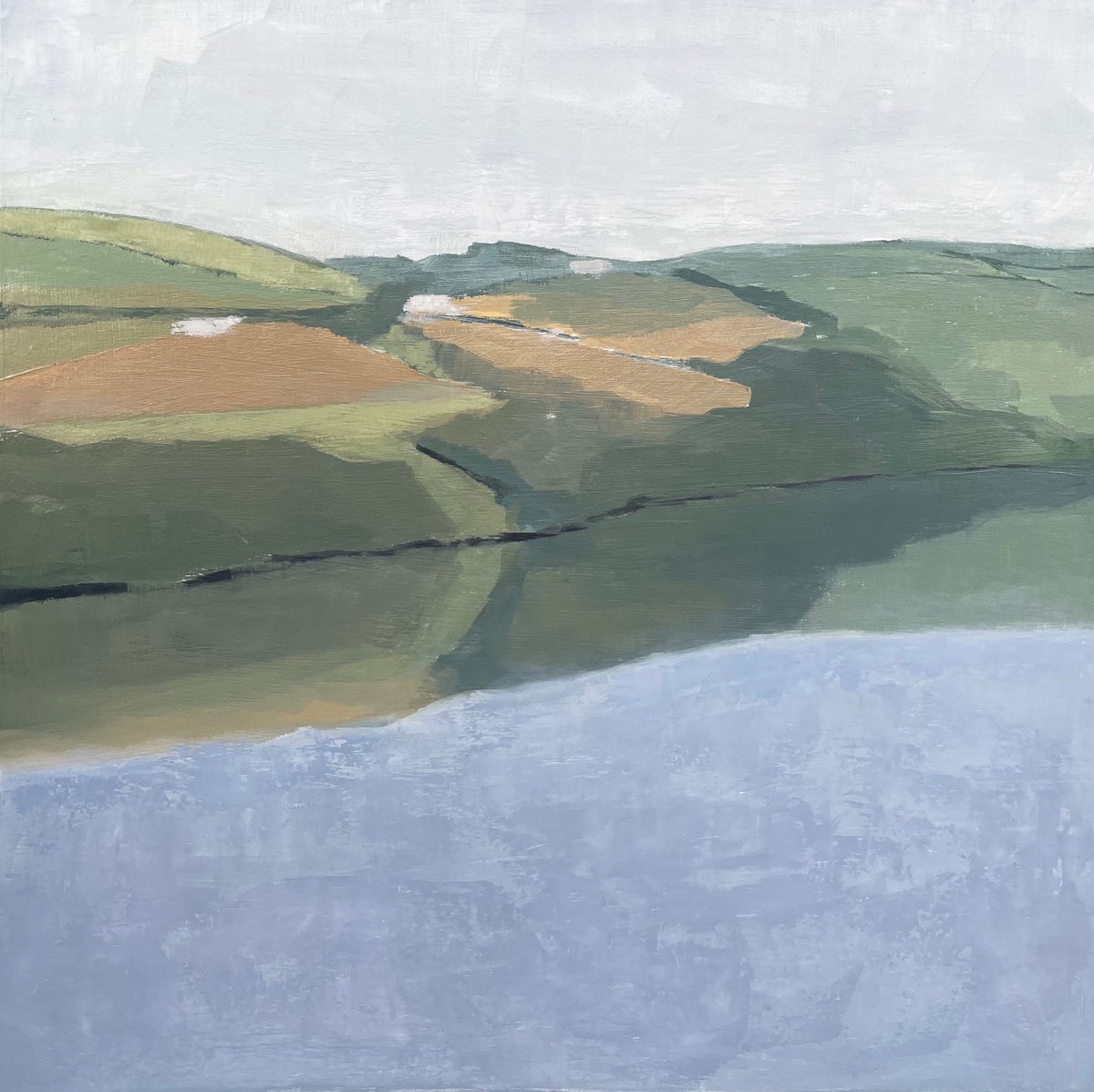 Impressionistic Landscape Oil Painting By Lizzie Butler, 16 X 16", Spring Flow, Original Artwork