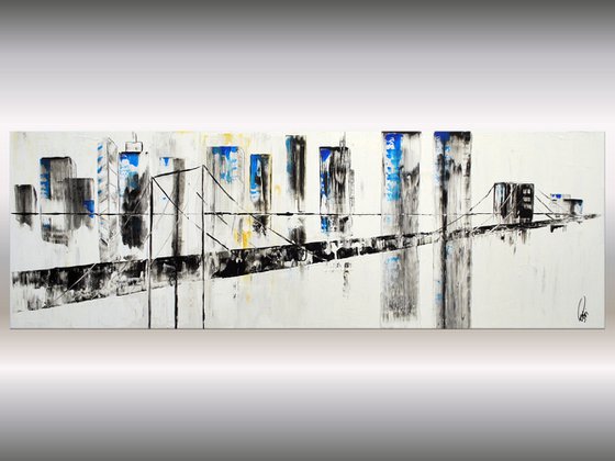 Urban Affairs - Abstract- Painting- Acrylic Canvas Art - Wall Art - Large Painting - Blue Art - Modern Art