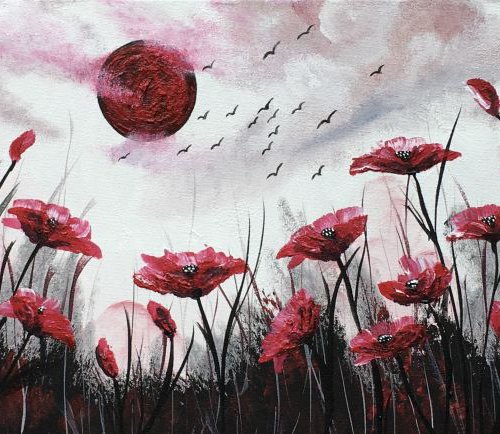 Blood moon and red poppies by Marja Brown