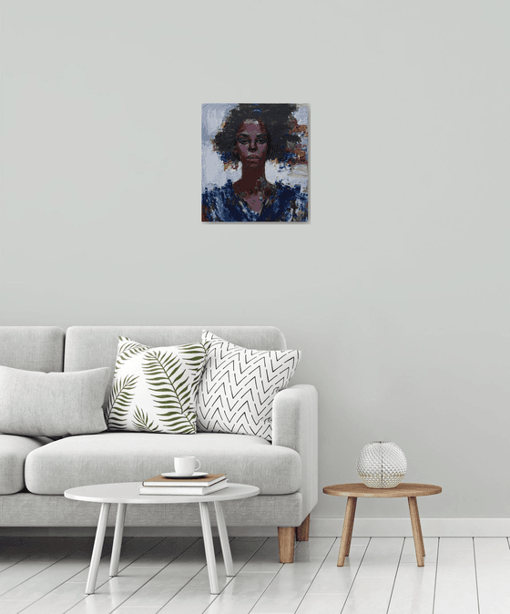 African woman portrait Original acrylic painting