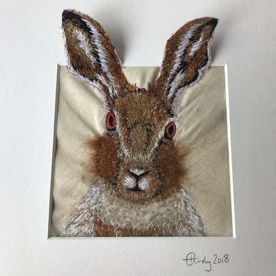 Hare textile wall art