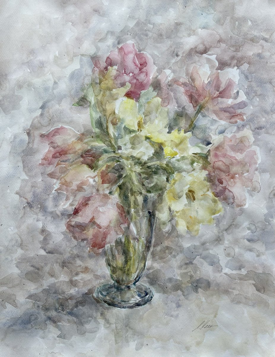 Impressionistic Watercolour , Tulips 19,7X25,6 In By Elena Klyan, 20 X 26, Artwork For Sale On Artfinder