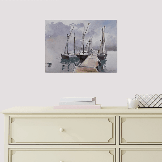 Sailboats on dock 2