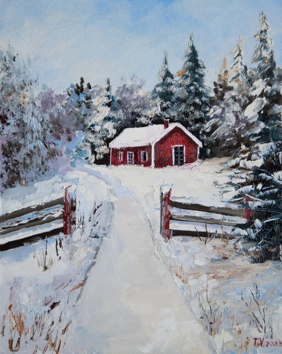 Travel in Norway. Oil painting. Original Art. 8 x 10"