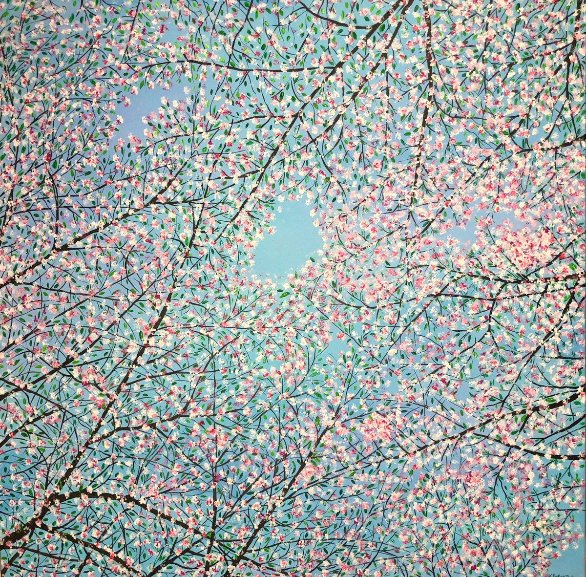 -?Cherry blossom-? flowers, spring blue, pink, Sakura, botanical, garden by Nataliia Krykun