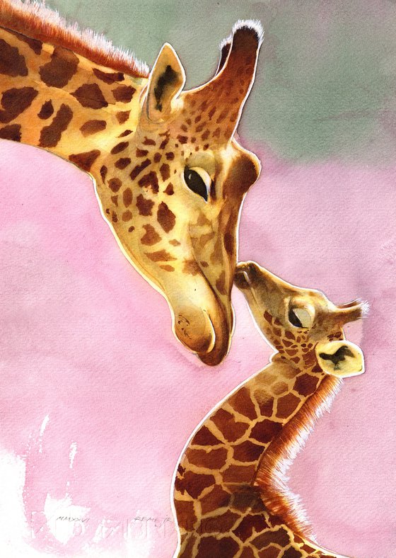Mother and baby giraffes III