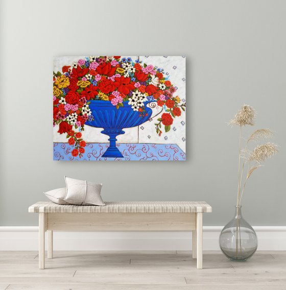 Blooms with Iron Jardiniere