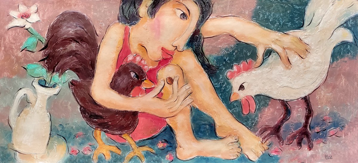 Girl with birds by Valentina Yevmenenko