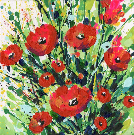 Poppy Pop -  Textured Flower Painting  by Kathy Morton Stanion