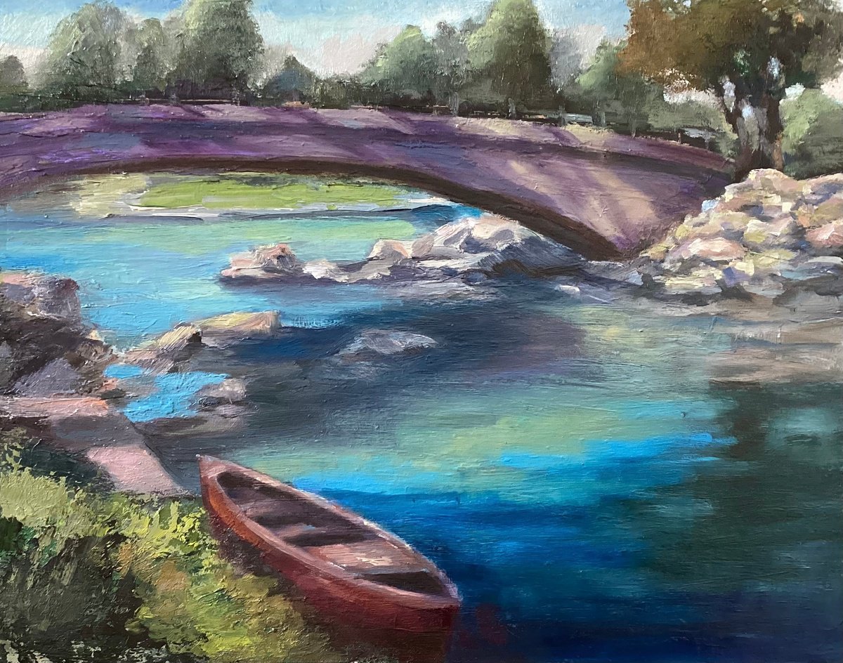 Impressionistic Landscape Oil Painting By Grace Diehl, 14 X 11, Peaceful Waters, Original Artwork