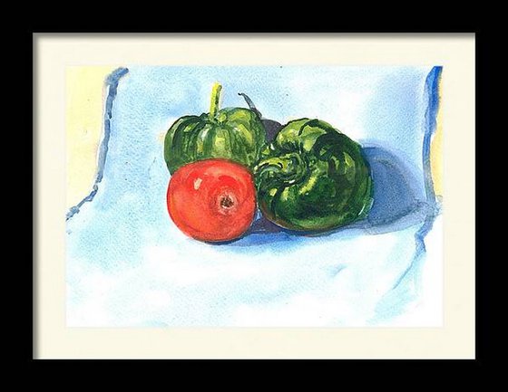 Still life with bell peppers and tomato 2