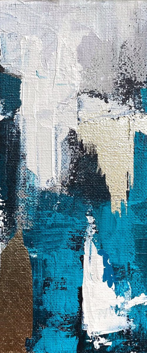 Teal Gold Abstract Canvas by Mily Art